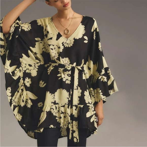 Bel Kazan Tie Ruffle Printed Kaftan O/S - Picture 6 of 9